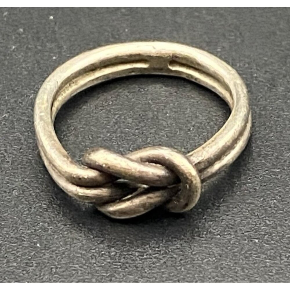 Vtg Sterling Silver Love Knot Ring Size 5 Handmade Tested 3 g Unisex Pinky Midi